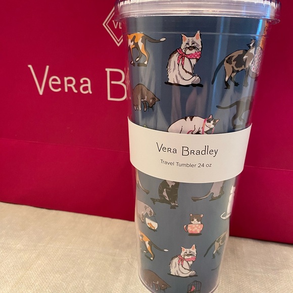 VERA BRADLEY CAT'S MEOW TRAVEL TUMBLER: New w/Tags- Pattern may vary slightly - Picture 6 of 7